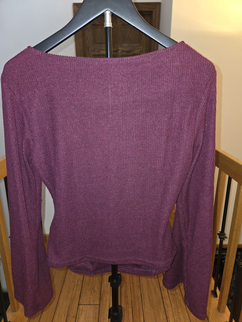Women's Ribbed Snatched Waist Boatneck Sweater in Plum/Burgundy